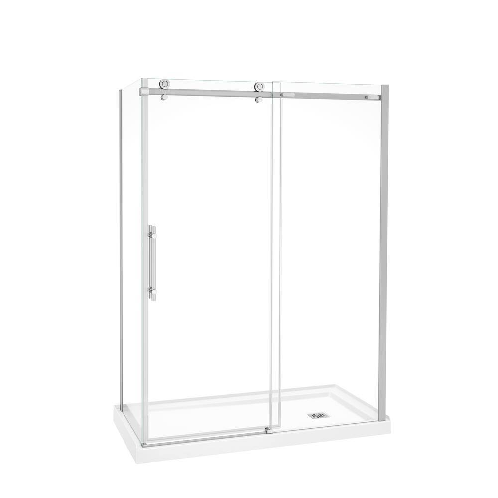 MAAX Odyssey SC 60 in. x 32 in. x 78 in. 8mm Sliding Shower Door for Corner Installation with Clear glass in Chrome