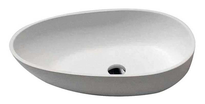 ANZZI Trident Man-Made Stone Vessel Sink with Pop-Up Drain, Matte White, 24.4 x 15.7 x 6.2 in