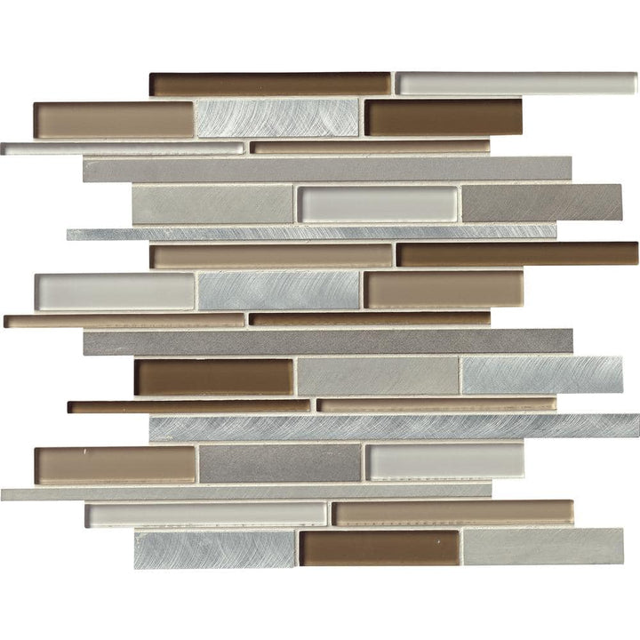 MSI Madison Avenue Interlocking 12 in. x 12 in. x 8 mm Textured Glass/Metal Mosaic Wall Tile (1 sq. ft. Sheet)