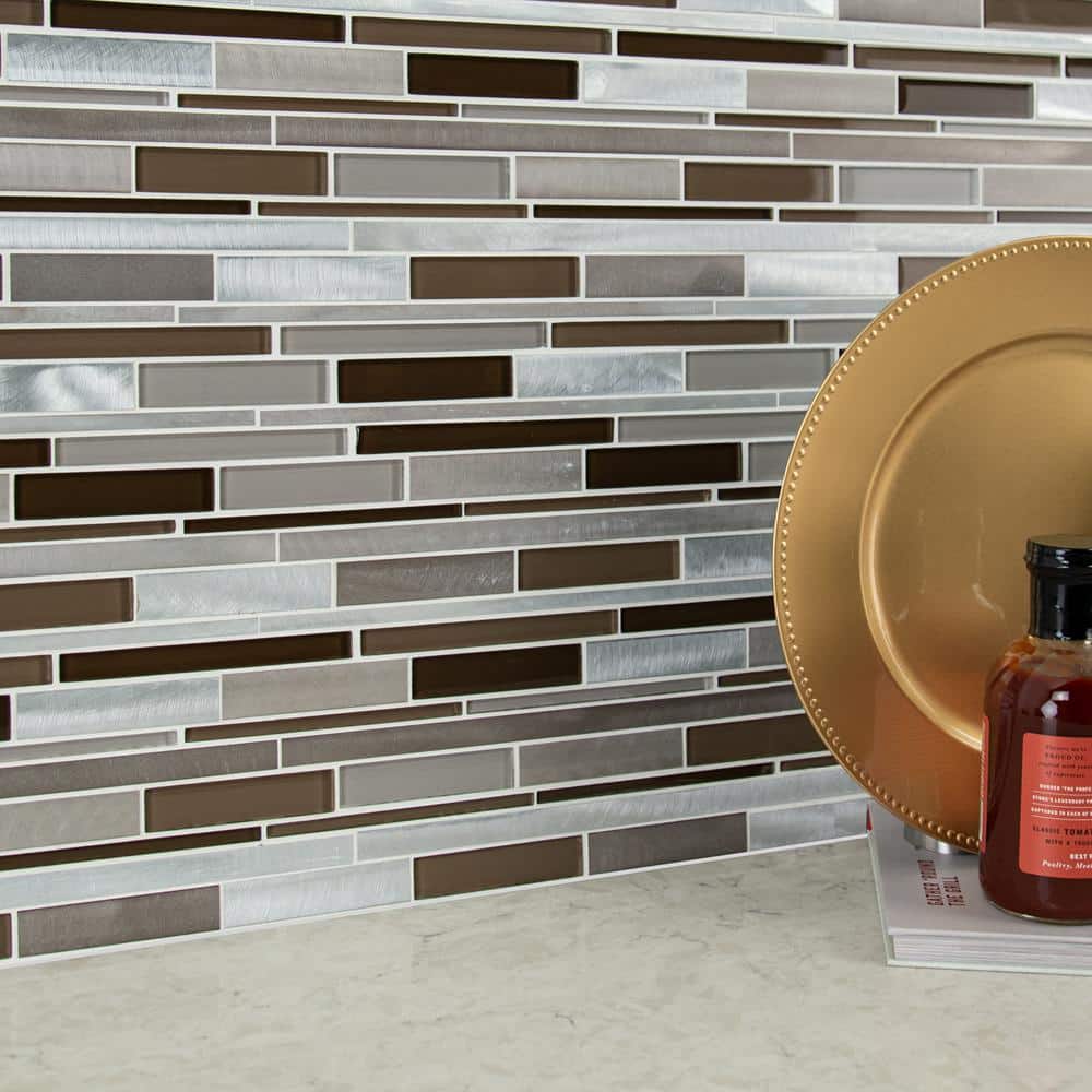 MSI Madison Avenue Interlocking 12 in. x 12 in. x 8mm Glass & Metal Mosaic Wall Tile (1 sq. ft.)