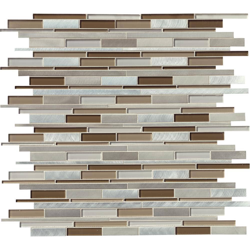 MSI Madison Avenue Interlocking 12 in. x 12 in. x 8 mm Textured Glass/Metal Mosaic Wall Tile (1 sq. ft. Sheet)
