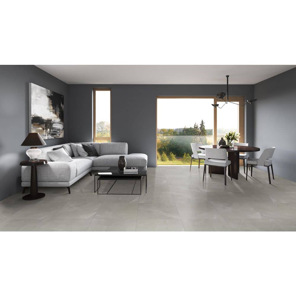 Madison Celeste 24 in. x 24 in. Polished Porcelain Stone Look Floor and Wall Tile (16 sq. ft./Case)