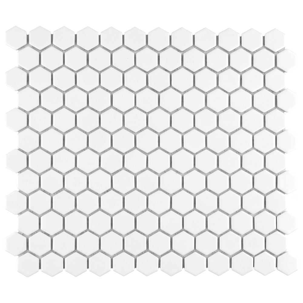 Merola Tile Metro Hex Matte White 10-1/4 in. x 11-7/8 in. x 5 mm Porcelain Mosaic Tile (8.65 sq. ft. / Case)