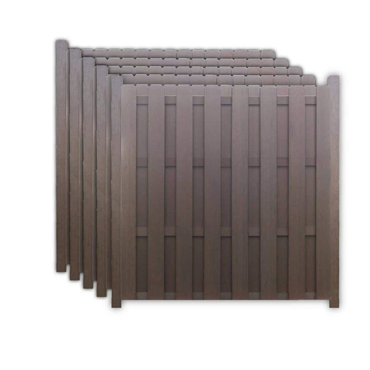 Frame It All Dog-Ear Shadowbox 6 ft. x 6 ft. Mahogany Composite Fence Panel (5-Pack)