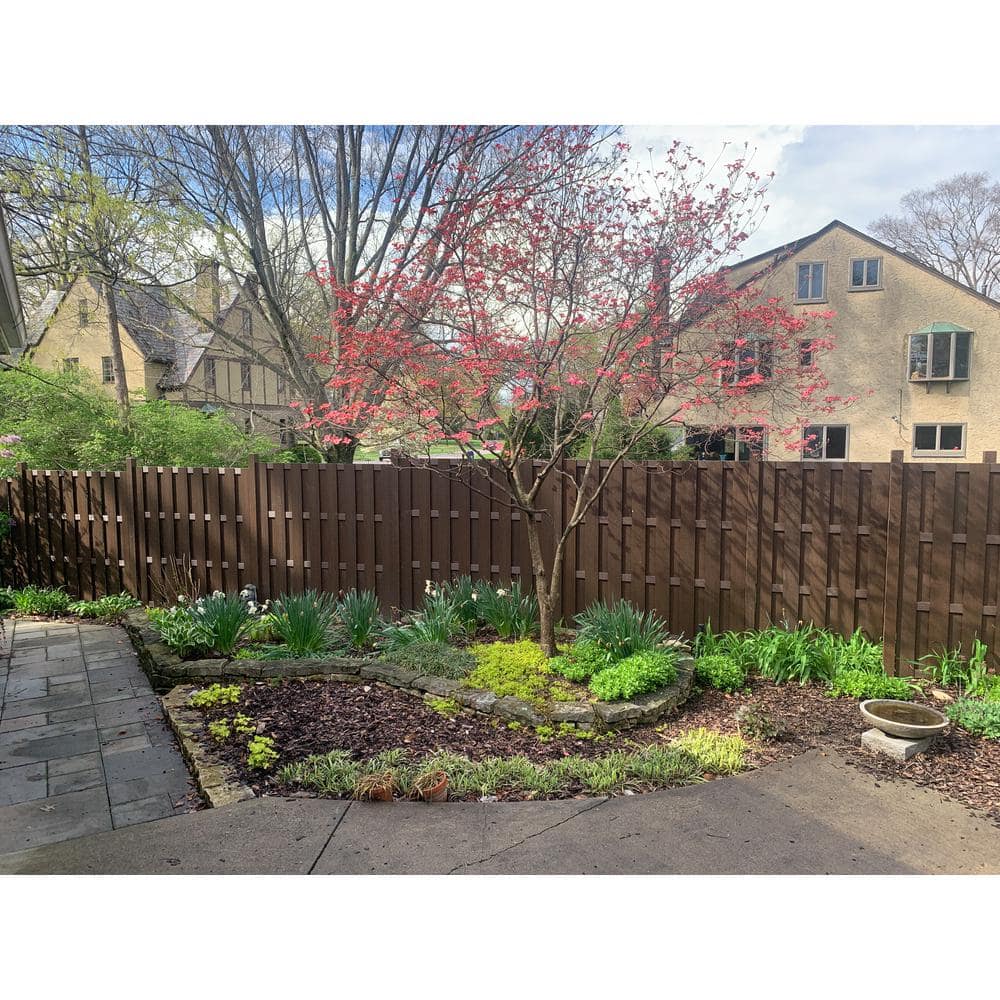 Frame It All Flat-Top Shadowbox 6 ft. x 6 ft. Mahogany Composite Fence Panel (5-Pack)
