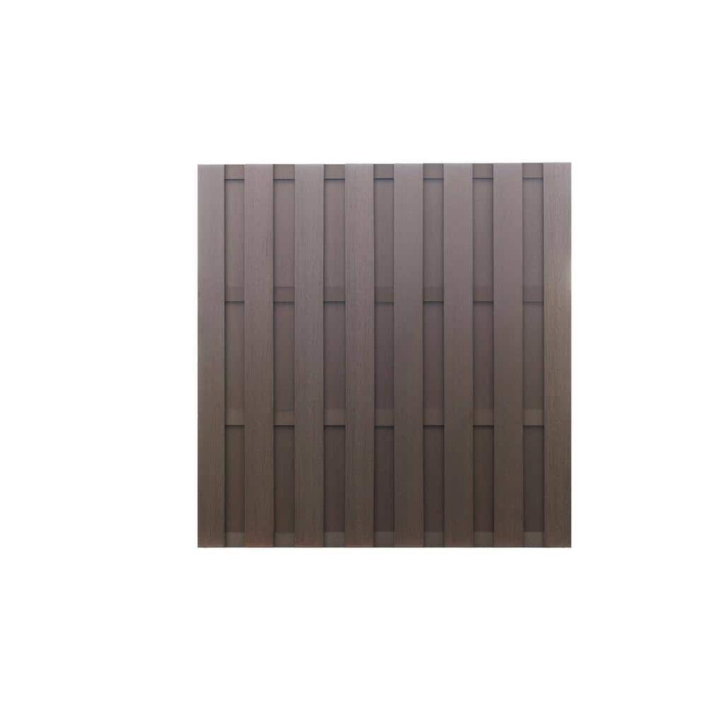 Frame It All Flat-Top Shadowbox 6 ft. x 6 ft. Mahogany Composite Fence Panel (5-Pack)
