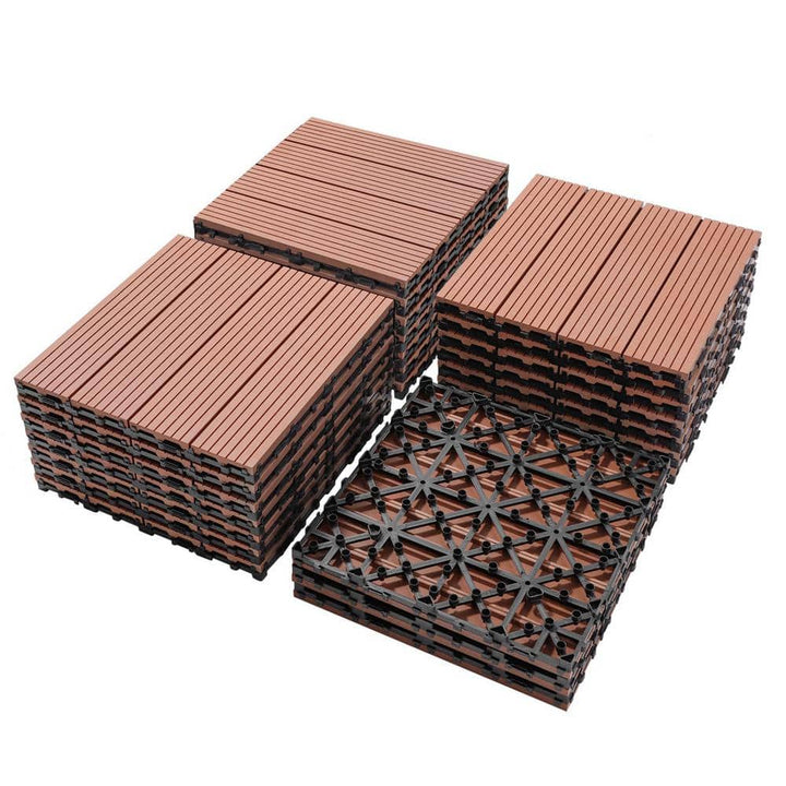 Tidoin Outdoor 1 ft. x 1 ft. Composite Interlocking Tile Deck Tile in Mahogany(20 Per Box)