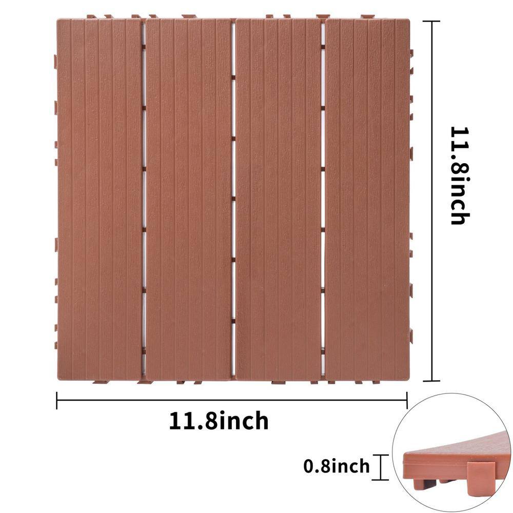 Tidoin Outdoor 1 ft. x 1 ft. Composite Interlocking Tile Deck Tile in Mahogany(44 Per Box)