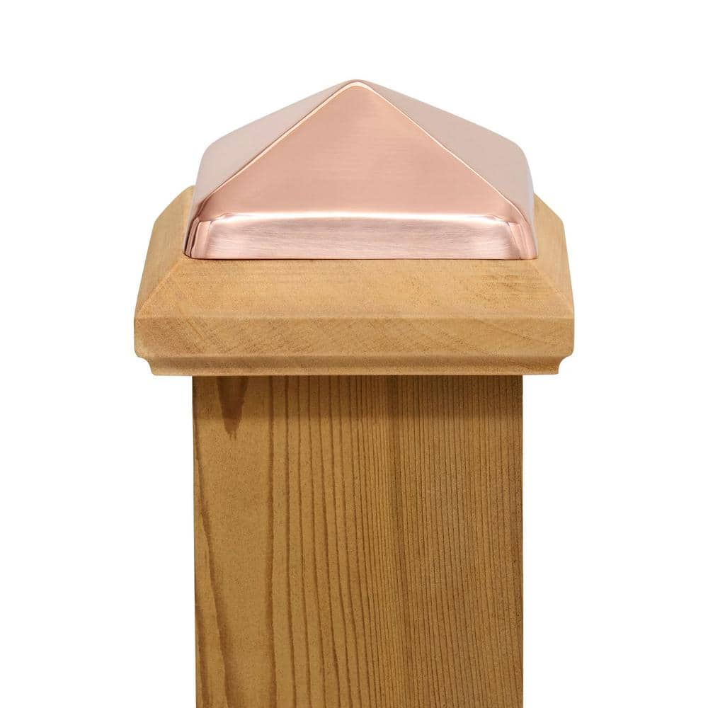 Protectyte Miterless 4 in. x 4 in. Untreated Wood Slip Over Fence Post Cap with Copper Pyramid