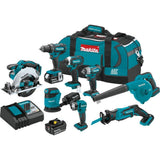Makita 18V LXT Lithium‑Ion Cordless 8‑Piece Combo Kit (3.0Ah) – Drill, Impact Driver, Circular Saw, Recip Saw, Random Orbit Sander, Impact Wrench, Blower, LED Flashlight
