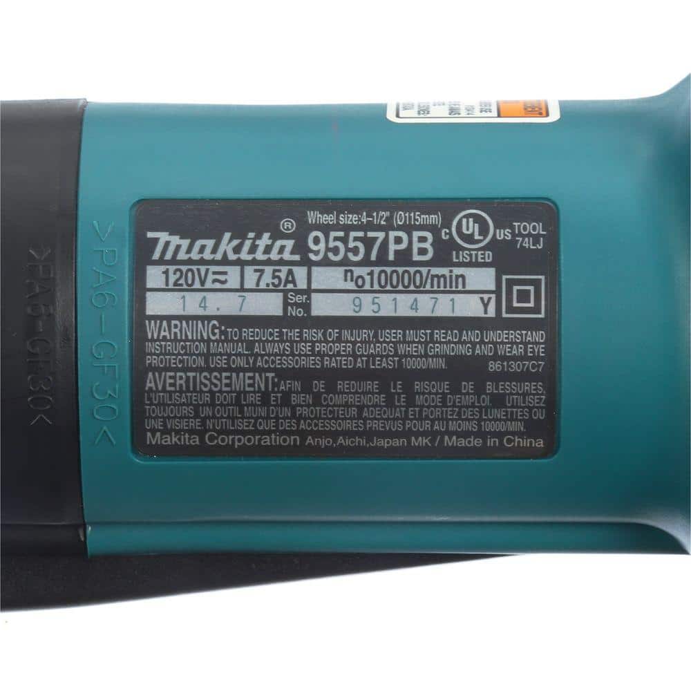 Makita 7.5 Amp 4-1/2 in. Corded Paddle Switch Angle Grinder