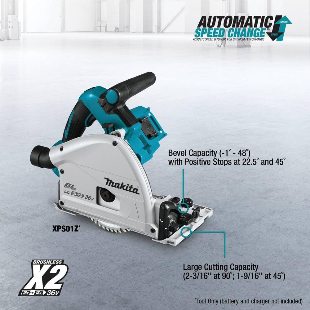 Makita 18V X2 LXT Lithium-Ion (36V) Brushless Cordless 6-1/2 in. Plunge Circular Saw (Tool Only) with 55T Carbide Blade