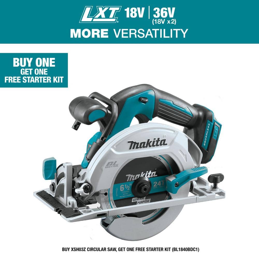 Makita 18V LXT Lithium-Ion Brushless Cordless 6-1/2 in. Circular Saw with Electric Brake and 24T Carbide Blade (Tool-Only)