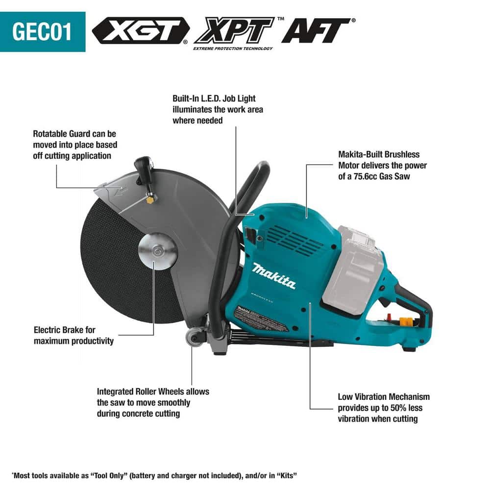 Makita 80V max (40V max X2) XGT Brushless Cordless 14 in. Power Cutter Kit with 4 Batteries (8.0Ah)