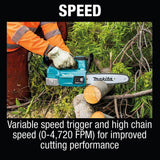 Makita LXT 12 in. 18V Lithium-Ion Brushless Top Handle Electric Battery Chainsaw, Tool Only