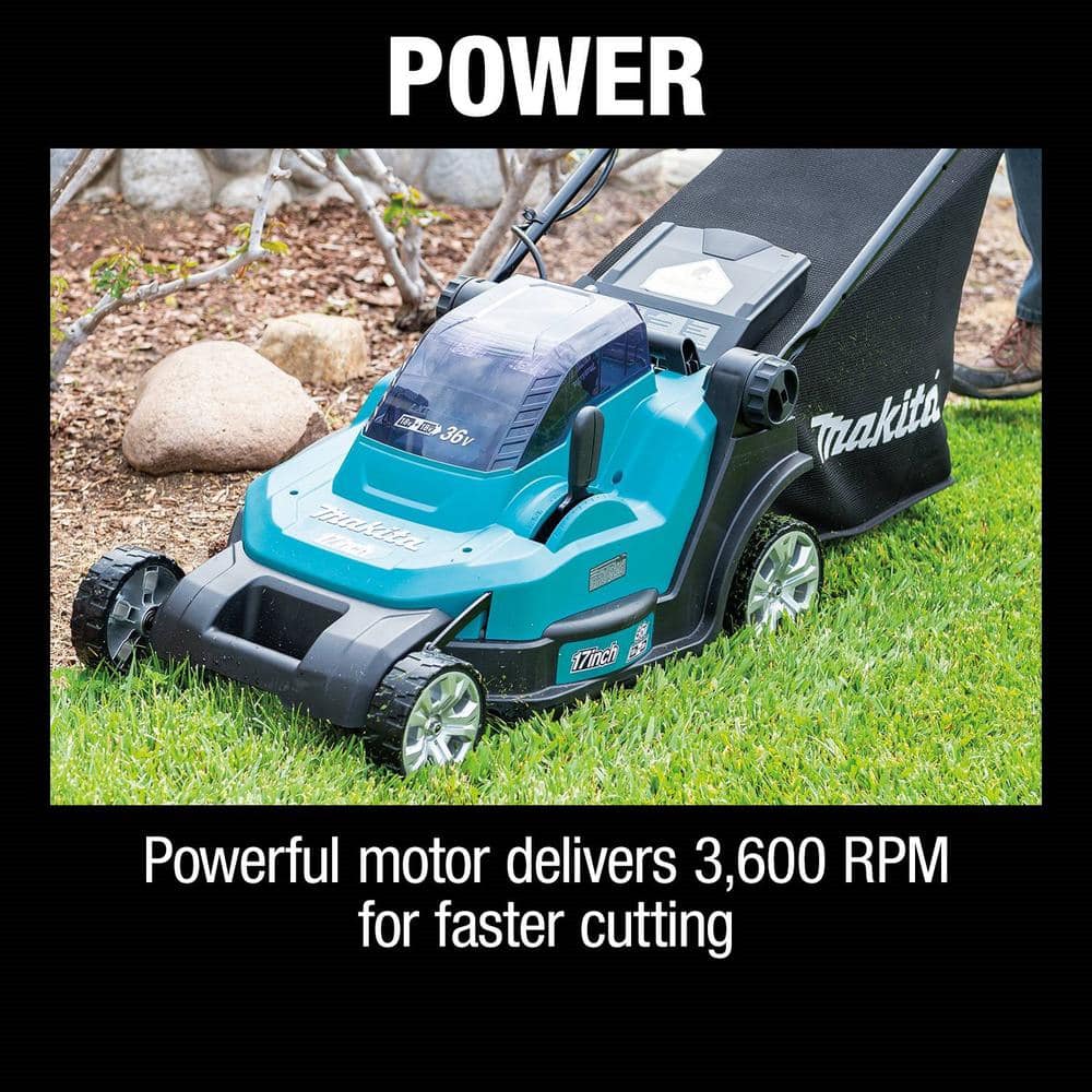 Makita 18V X2 (36V) LXT Lithium-Ion Cordless 17 in. Walk Behind Residential Lawn Mower Kit (5.0Ah)