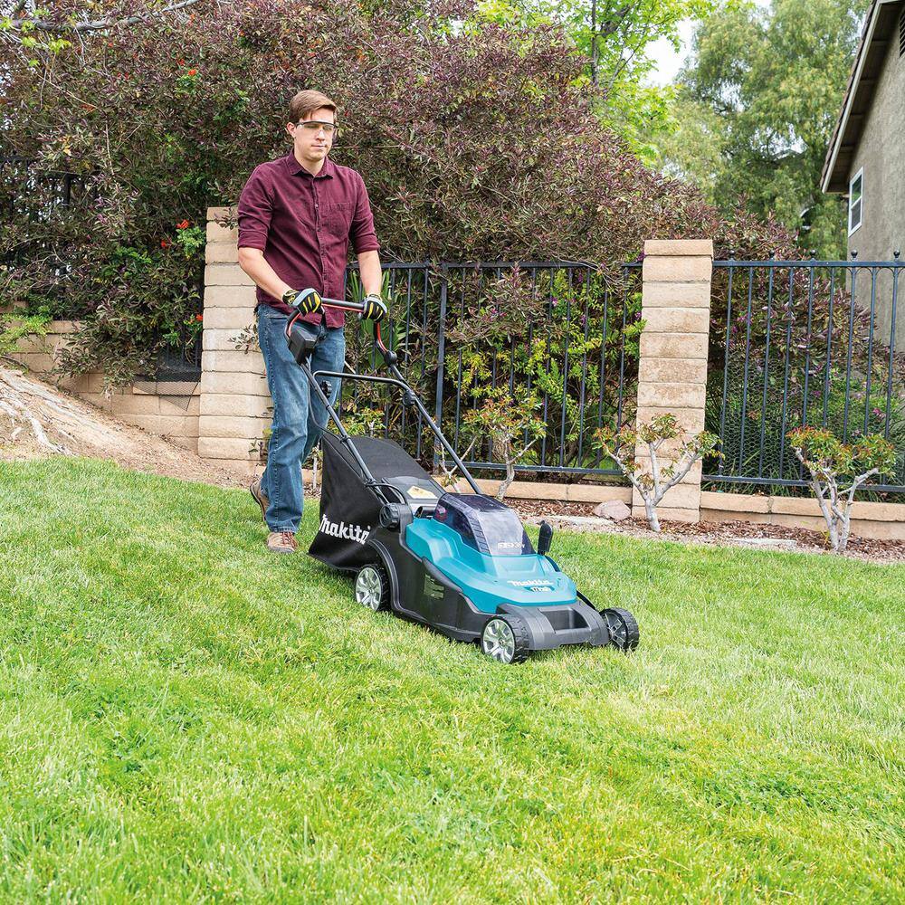 Makita 18V X2 (36V) LXT 17 in. Cordless Residential Lawn Mower Kit (5.0Ah) with bonus 18V LXT Floor Blower, Tool Only
