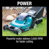 Makita 18V X2 (36V) LXT 17 in. Walk Behind Residential Lawn Mower Kit (5.0Ah) with LXT Blower and LXT 13 in. String Trimmer