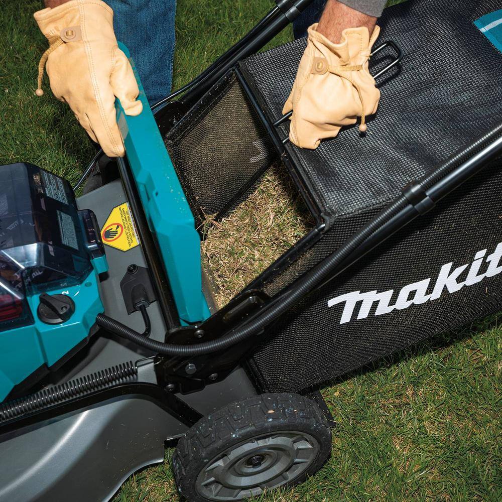 Makita 18V X2(36V) LXT Lithium-Ion Cordless 21 in. Walk Behind Lawn Mower Kit w/4 Batteries 5.0Ah with 18V Blower, Tool Only