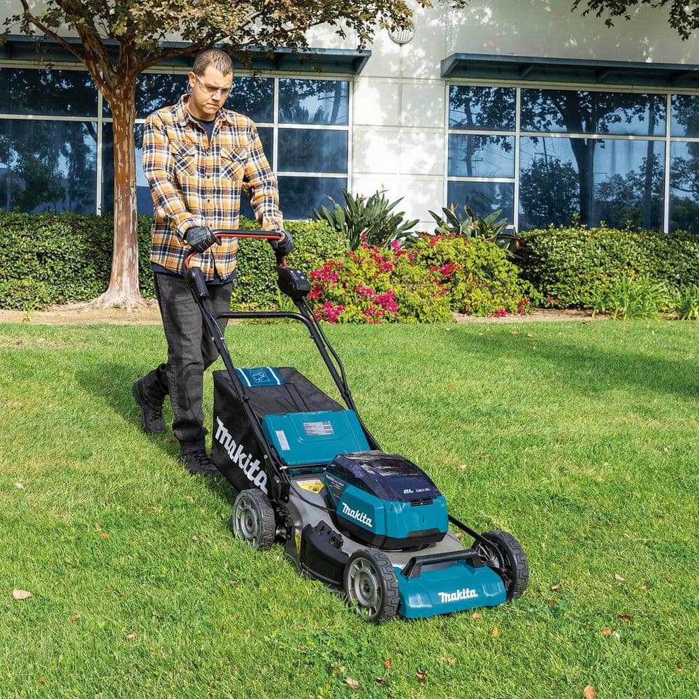 Makita 18V X2(36V) LXT Lithium-Ion Cordless 21 in. Walk Behind Lawn Mower Kit w/4 Batteries 5.0Ah with 18V Blower, Tool Only