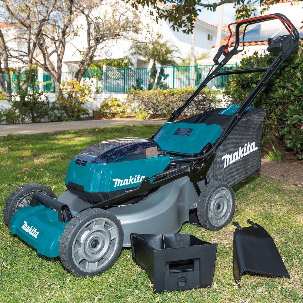 Makita 18V X2(36V) LXT Lithium-Ion Cordless 21 in. Walk Behind Lawn Mower Kit w/4 Batteries 5.0Ah with 18V Blower, Tool Only