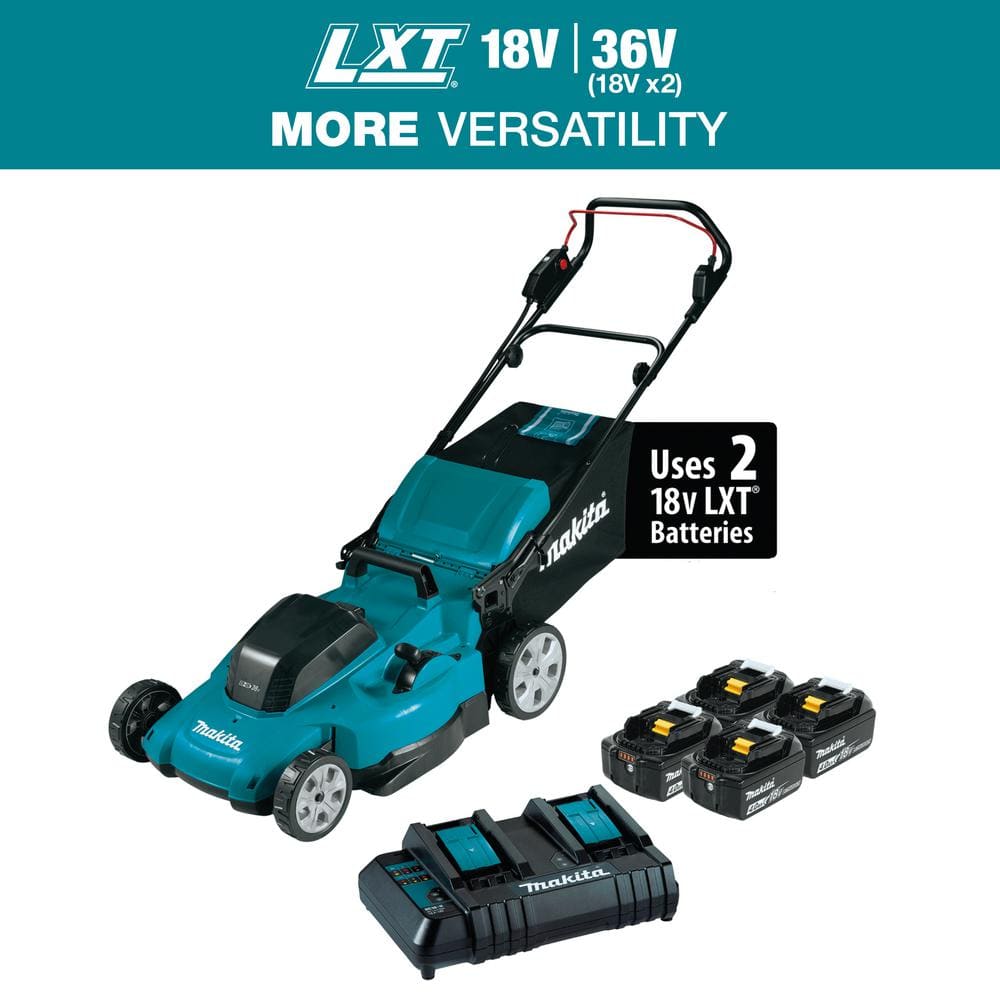 Makita 18V X2 (36V) LXT Lithium-Ion Cordless 19 in. Walk Behind Lawn Mower Kit w/4 batteries (4.0Ah)