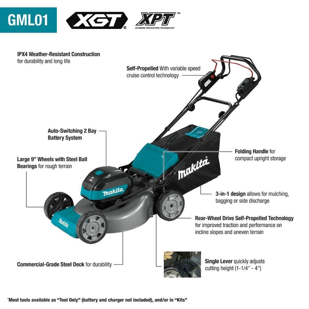 Makita 40V max XGT Brushless Cordless 21 in. Walk Behind Self-Propelled Commercial Lawn Mower Kit (4.0Ah)