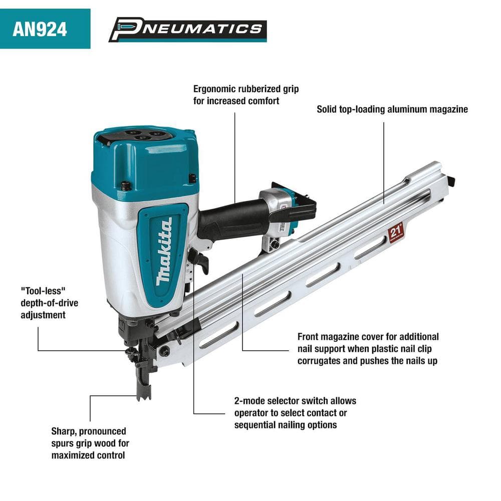 Makita Pneumatic 3-1/2 in. 21° Full Round Head Corded Framing Nailer