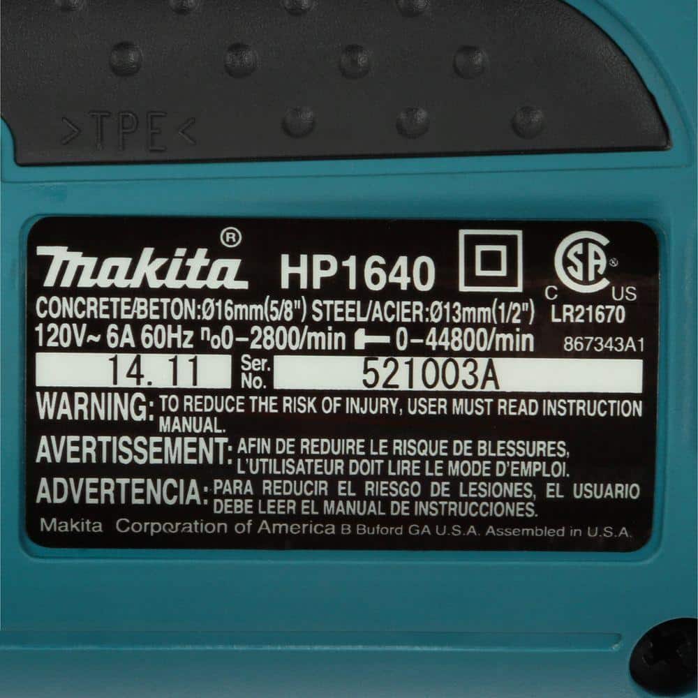 Makita 6 Amp 5/8 in. Corded Hammer Drill (HP1640)