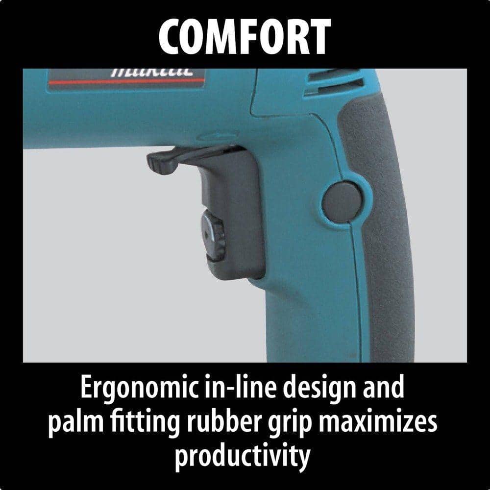 Makita 6.6 Amp 1/2 in. Corded Variable Speed Hammer Drill with Torque Limiter Side Handle Depth Gauge Chuck Key Hard Case