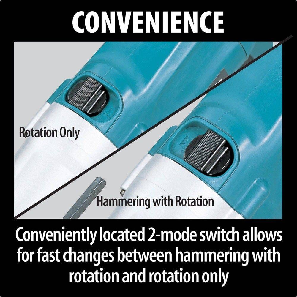 Makita 6.6 Amp 1/2 in. Corded Variable Speed Hammer Drill with Torque Limiter Side Handle Depth Gauge Chuck Key Hard Case