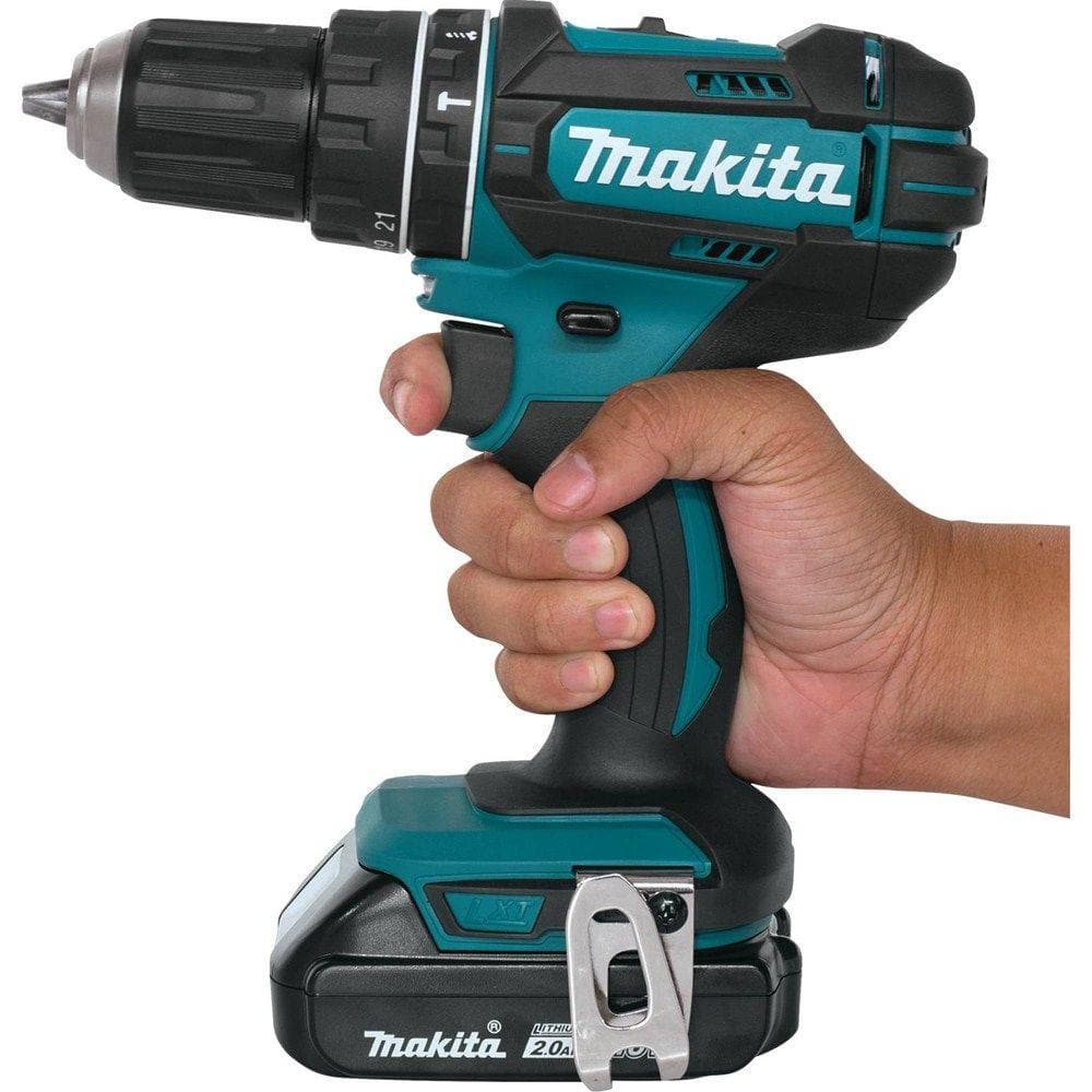 Makita 18V LXT Lithium‑Ion 1/2 in. Compact Cordless Hammer Driver‑Drill Kit with (2) 2.0Ah Batteries, Rapid Charger and Hard Case