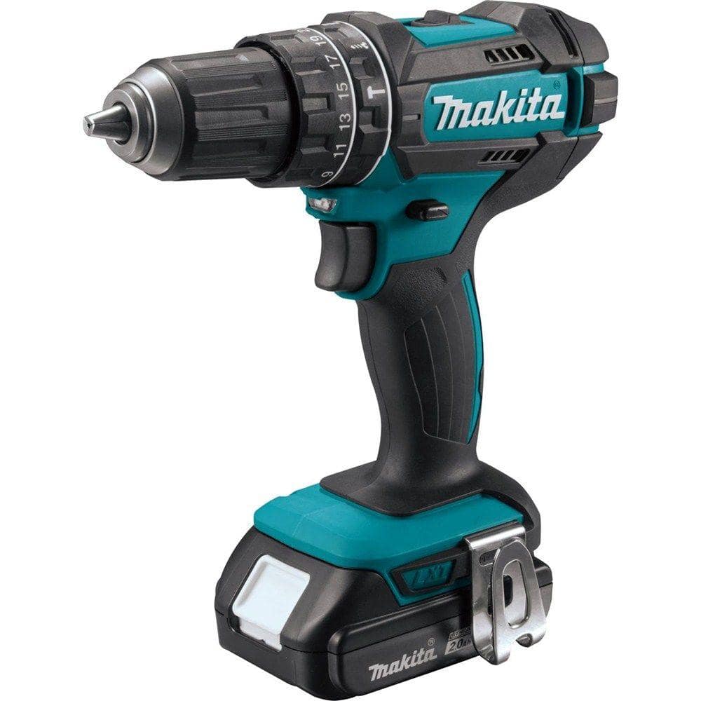 Makita 18V LXT Lithium‑Ion 1/2 in. Compact Cordless Hammer Driver‑Drill Kit with (2) 2.0Ah Batteries, Rapid Charger and Hard Case