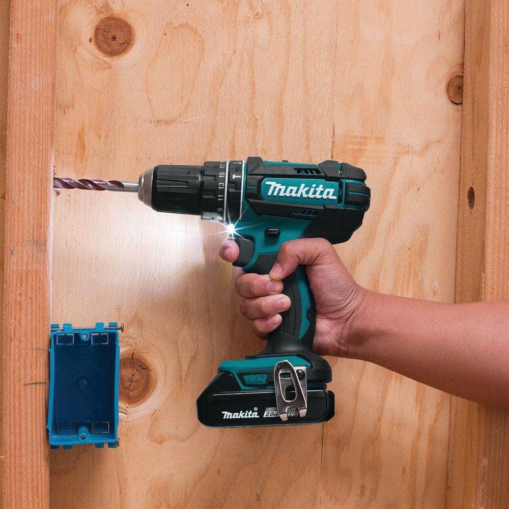 Makita 18V LXT Lithium‑Ion 1/2 in. Compact Cordless Hammer Driver‑Drill Kit with (2) 2.0Ah Batteries, Rapid Charger and Hard Case