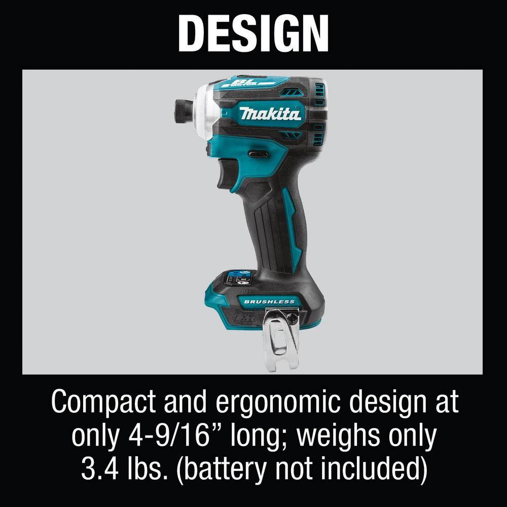 Makita 18V LXT Lithium‑Ion Brushless Cordless Quick‑Shift Mode 4‑Speed Impact Driver, Tool Only (XDT16Z)