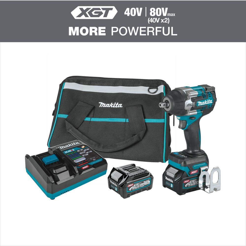 Makita 40V max XGT Brushless Cordless 4-Speed Mid-Torque 1/2 in. Impact Wrench Kit w/Detent Anvil, 2.5Ah