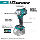 Makita 18V LXT Lithium-Ion Brushless Cordless 4-Speed 1/2 in. Impact Wrench with Detent Anvil (Tool-Only)