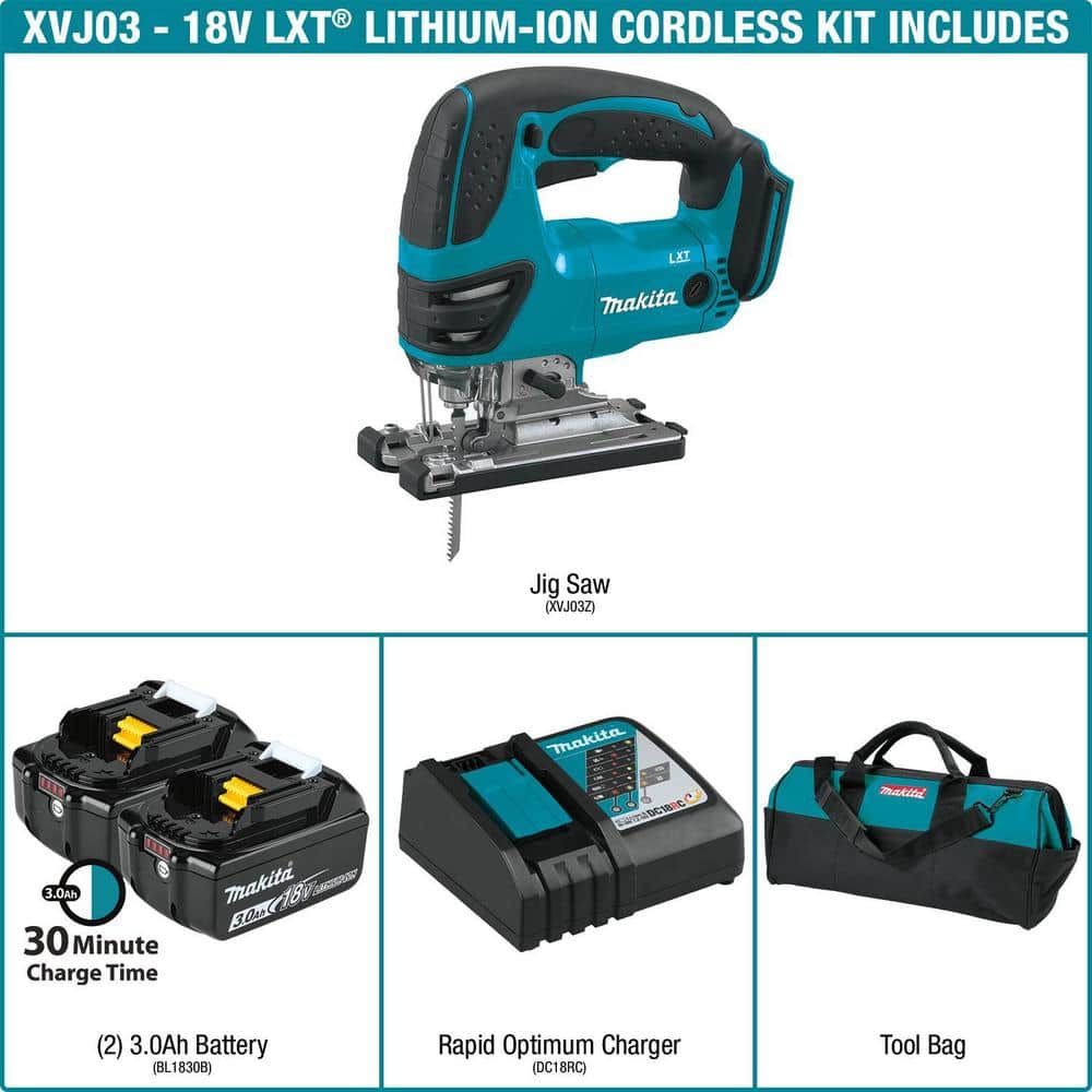 Makita 18V LXT Lithium‑Ion Cordless Jig Saw Kit (XVJ03)