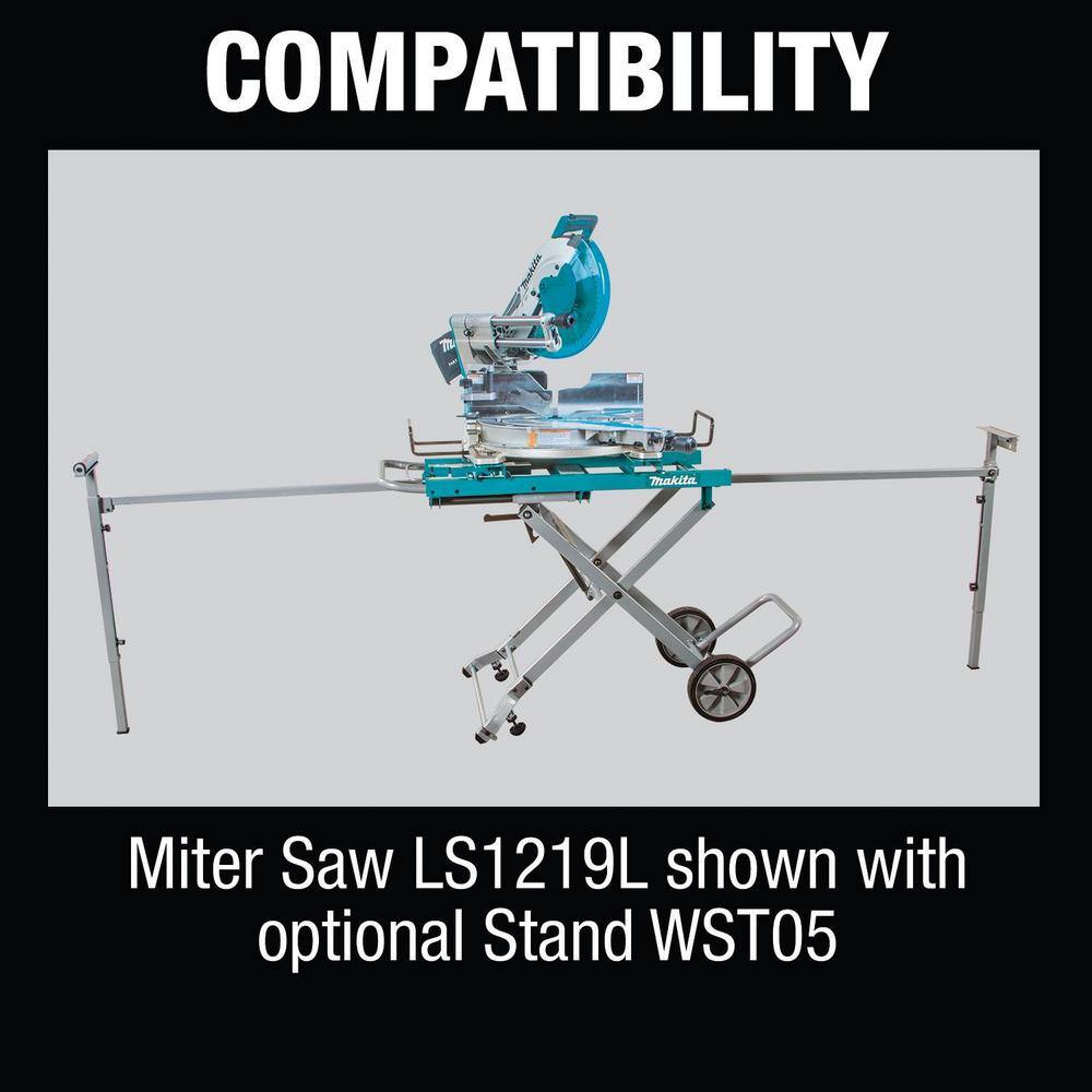 Makita 15-Amp 12 in. Dual-Bevel Sliding Compound Miter Saw with Laser and Portable Rise Miter Saw Stand, LS1219L + WST05