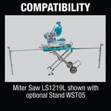 Makita 15-Amp 12 in. Dual-Bevel Sliding Compound Miter Saw with Laser and Portable Rise Miter Saw Stand, LS1219L + WST05