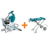 Makita 15-Amp 12 in. Dual-Bevel Sliding Compound Miter Saw with Laser and Portable Rise Miter Saw Stand, LS1219L + WST05