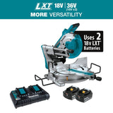 Makita 18V X2 LXT (36V) Brushless Cordless 10 in. Dual-Bevel Sliding Compound Miter Saw Kit with Laser, 5.0Ah Batteries (XSL04PTU)