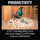 Makita 18V X2 LXT (36V) Brushless Cordless 10 in. Dual-Bevel Sliding Compound Miter Saw Kit with Laser, 5.0Ah Batteries (XSL04PTU)