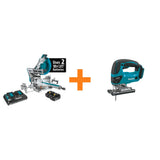 Makita 18V X2 LXT (36V) 12 in. Brushless Dual‑Bevel Sliding Compound Miter Saw Kit, 5.0Ah, with Bonus 18V LXT Jigsaw (Tool‑Only)