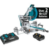 Makita 18V X2 LXT (36V) 12 in. Brushless Dual‑Bevel Sliding Compound Miter Saw Kit, 5.0Ah, with Bonus 18V LXT Jigsaw (Tool‑Only)