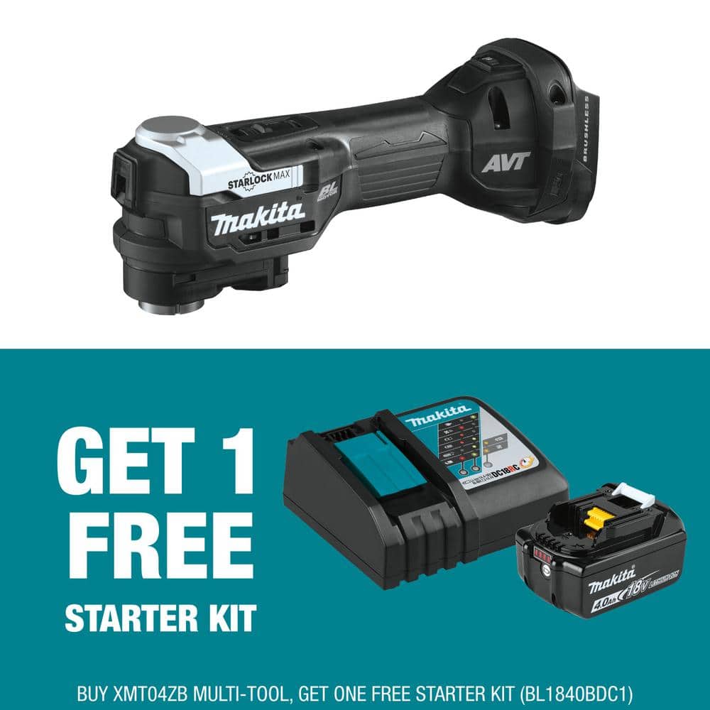 Makita 18V LXT Sub-Compact StarlockMax Oscillating Multi-Tool with bonus 18V 4.0Ah LXT Lithium-Ion Battery and Charger Pack