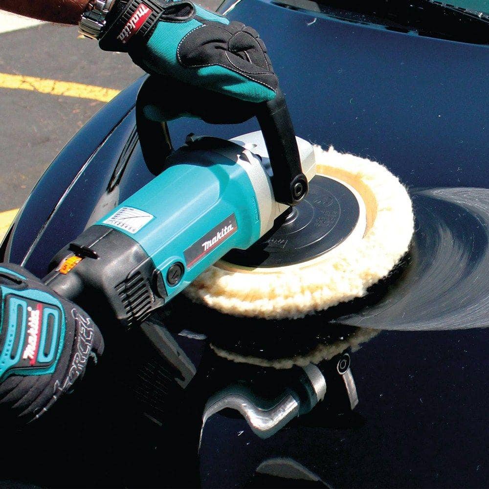Makita 10 Amp 7 in. Corded Variable Speed Hook and Loop Sander/Polisher w/ Soft Start, Backing Pad, Side Handle and Loop Handle