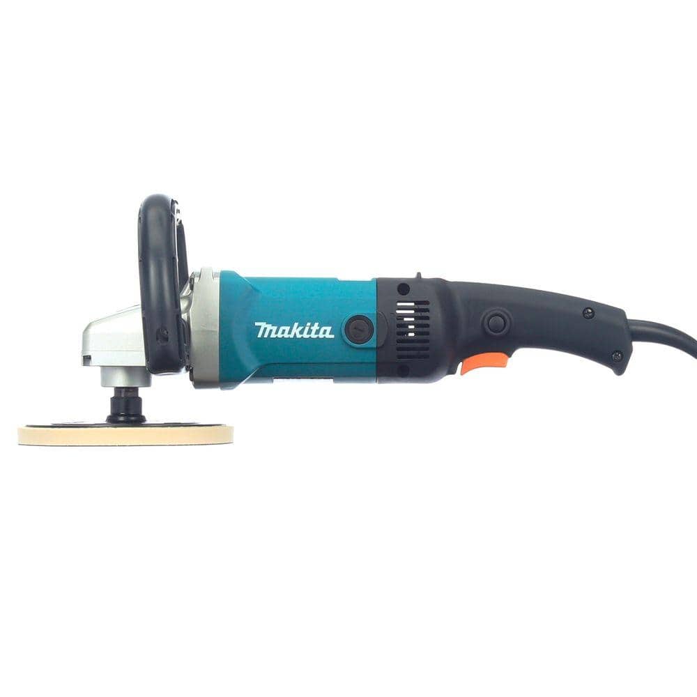 Makita 10 Amp 7 in. Corded Variable Speed Hook and Loop Sander/Polisher w/ Soft Start, Backing Pad, Side Handle and Loop Handle