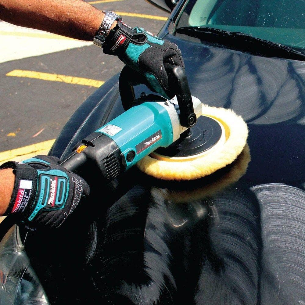 Makita 10 Amp 7 in. Corded Variable Speed Hook and Loop Sander/Polisher w/ Soft Start, Backing Pad, Side Handle and Loop Handle
