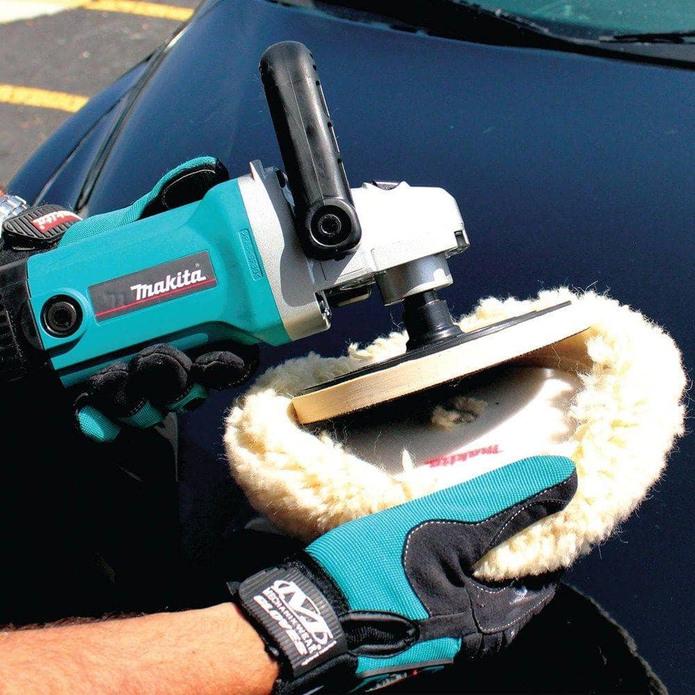 Makita 10 Amp 7 in. Corded Variable Speed Hook and Loop Sander/Polisher w/ Soft Start, Backing Pad, Side Handle and Loop Handle